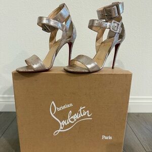 Christian Louboutin Paris Liege Pepite 100 Sandals In Silver Woman’s Size 35 (5)